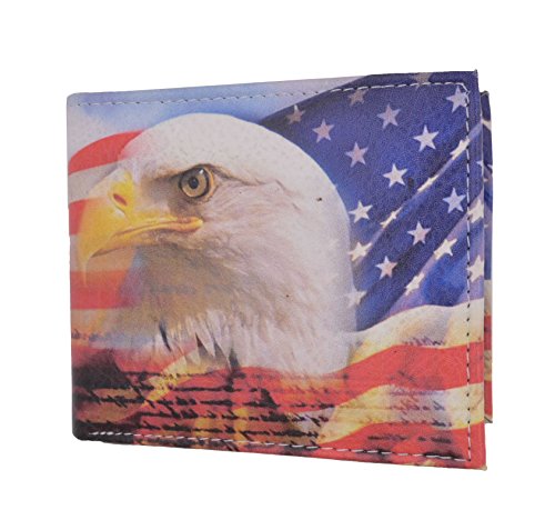 Marshal USA Eagle Bifold Wallet Mens Genuine Leather American Eagle Wallet With Gift Box