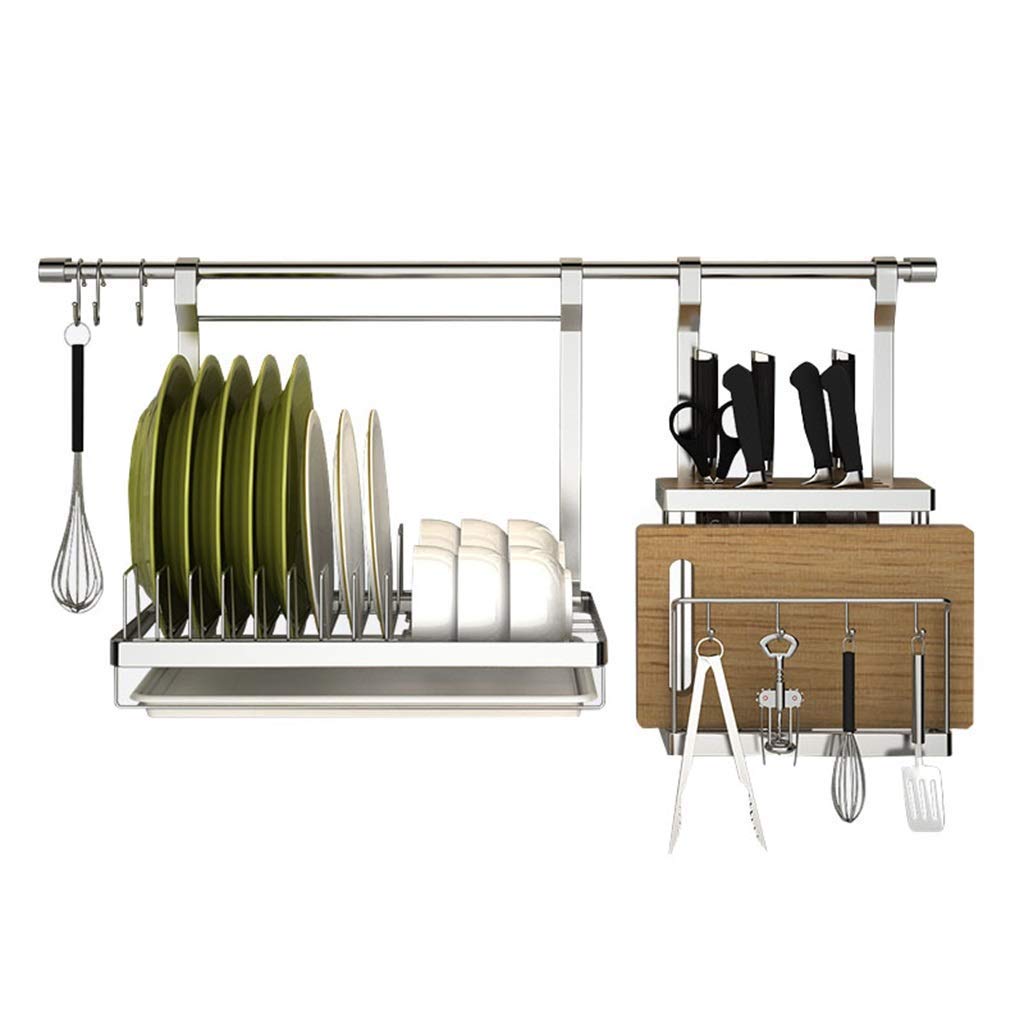 OGMOYT Kitchen Tableware Drain Rack-Storage Rack Dish Drainers Racks with Removable Drainer Tray Wall-Mounted Stainless Steel Dish Drying Racks for Kitchen Utensils & Organisers