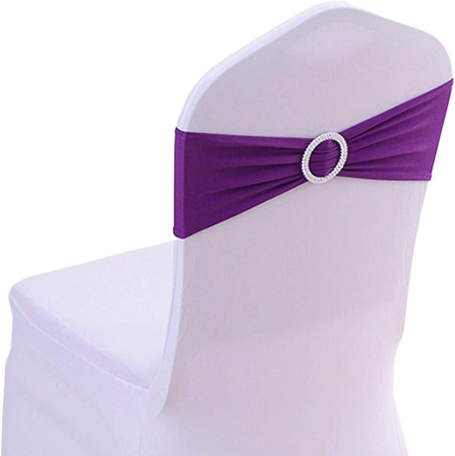 JK Home Stretch Spandex Chair Covers Sashes Bands With Buckle Slider