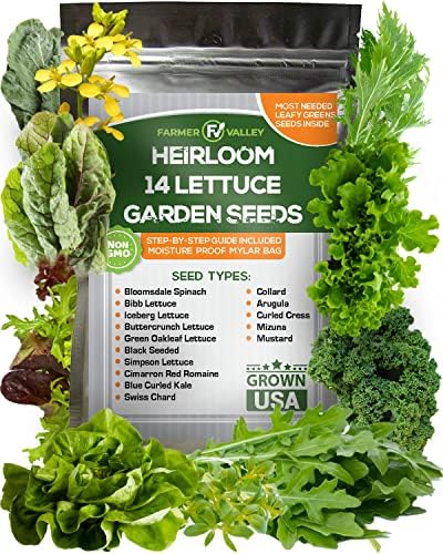Lettuce & Salad Garden Seeds for Planting - 6400+ Non GMO USA Grown Vegetable Seeds for Home Growing - Heirloom Greens Seeds Good for Hydroponic, Indoor and Outdoor