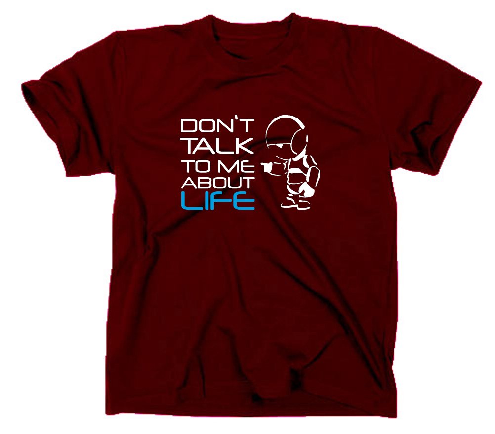 Styletex23 Men's Maroon #2 Hitchhiker's Guide To The Galaxy Marvin T-Shirt, M,