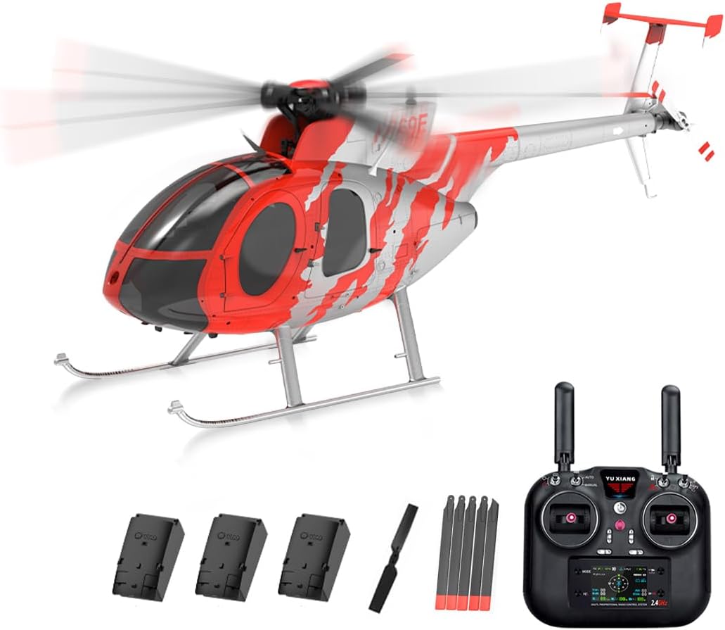 YU Xiang F119S MD500 RC Helicopter 1/16 Intelligent Helicopter with GPS Positioning & Optical Flow 6G/3D Aerobatics 9CH RTF Military Helicopter Model for Advanced Users