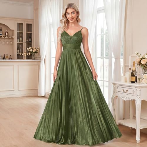 Image of Sexy Backless Maxi Formal Dress for Women with Sequin, Sleeveless Pleated Evening Gowns for Wedding and Cocktail