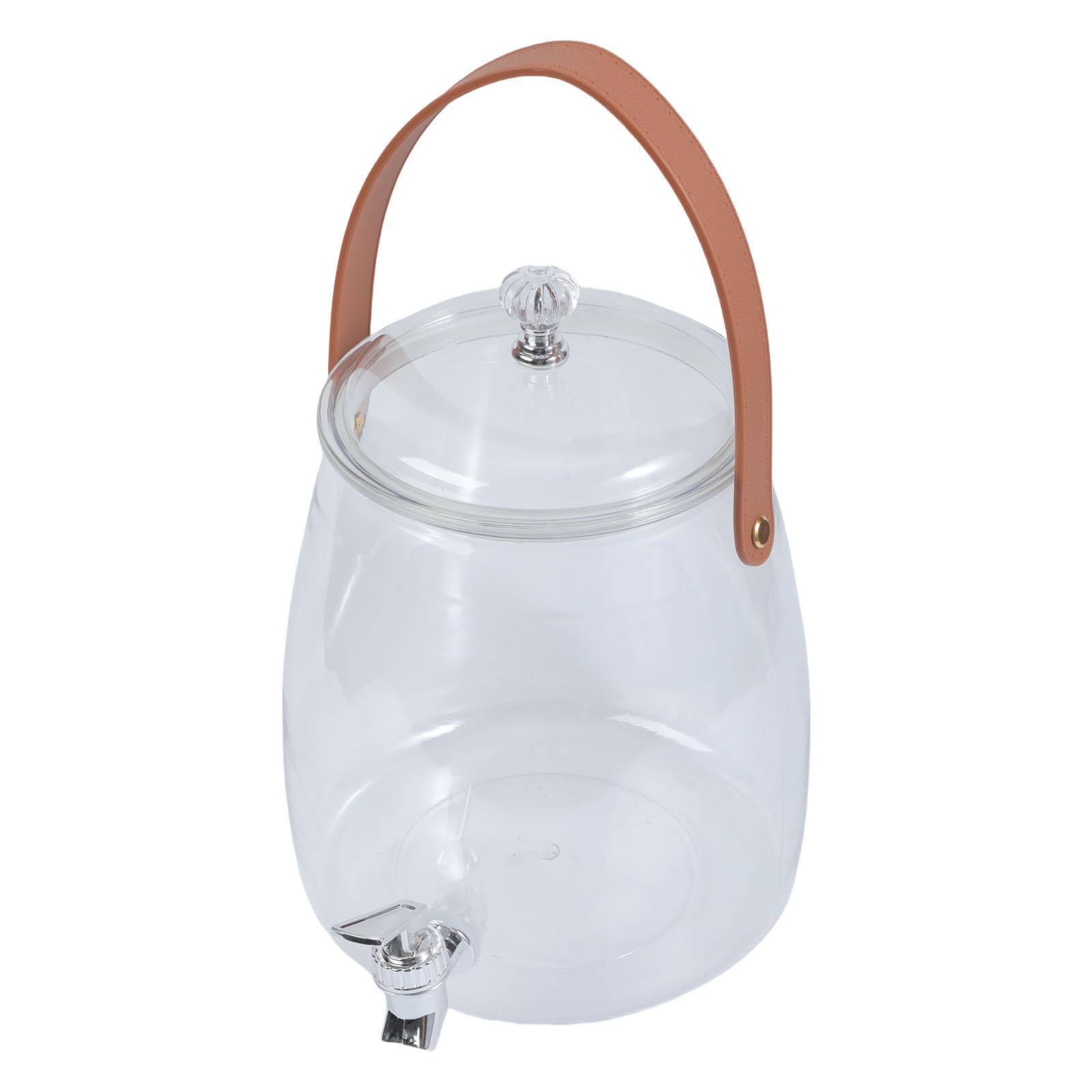 Montesy Beverage Dispenser with Electroplated Faucet and Leather Handle for Party Serving Large Capacity Cold Water Pitcher