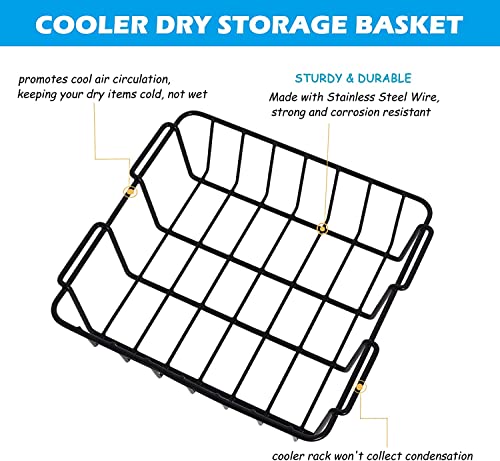 50 & 65 Qt Cooler Basket Compatible With Yetii Tundra, Inside Dry-Goods Basket Compatible With Cabela's 60Qt, Igloo 52Qt, Ozark Trail 52Qt, Pelican Elite (45 & 70, Stainless Steel Wire Cooler Rack #TOP2