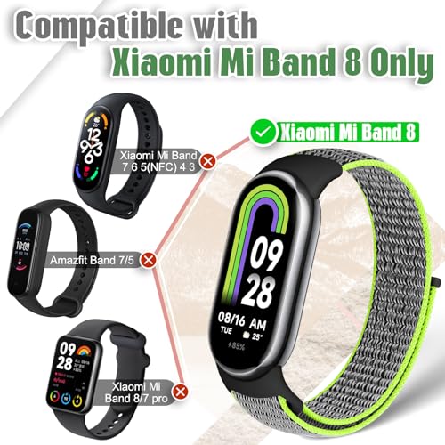 Runostrich Nylon Sport Strap Compatible with Xiaomi Mi Band 8 for Women Men, Soft Adjustable Breathable Braided Solo Loop Watch Band Replacement Wristband for Xiaomi Mi Band 8 - Image 3