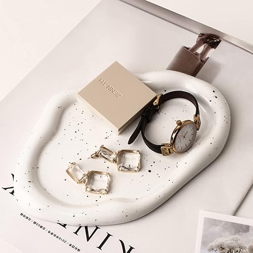 Plato decorativo bandeja decorativa de cerámica chapada en plata redonda y organizador de maquillajeplato de vela cuenco decorativo para decoración