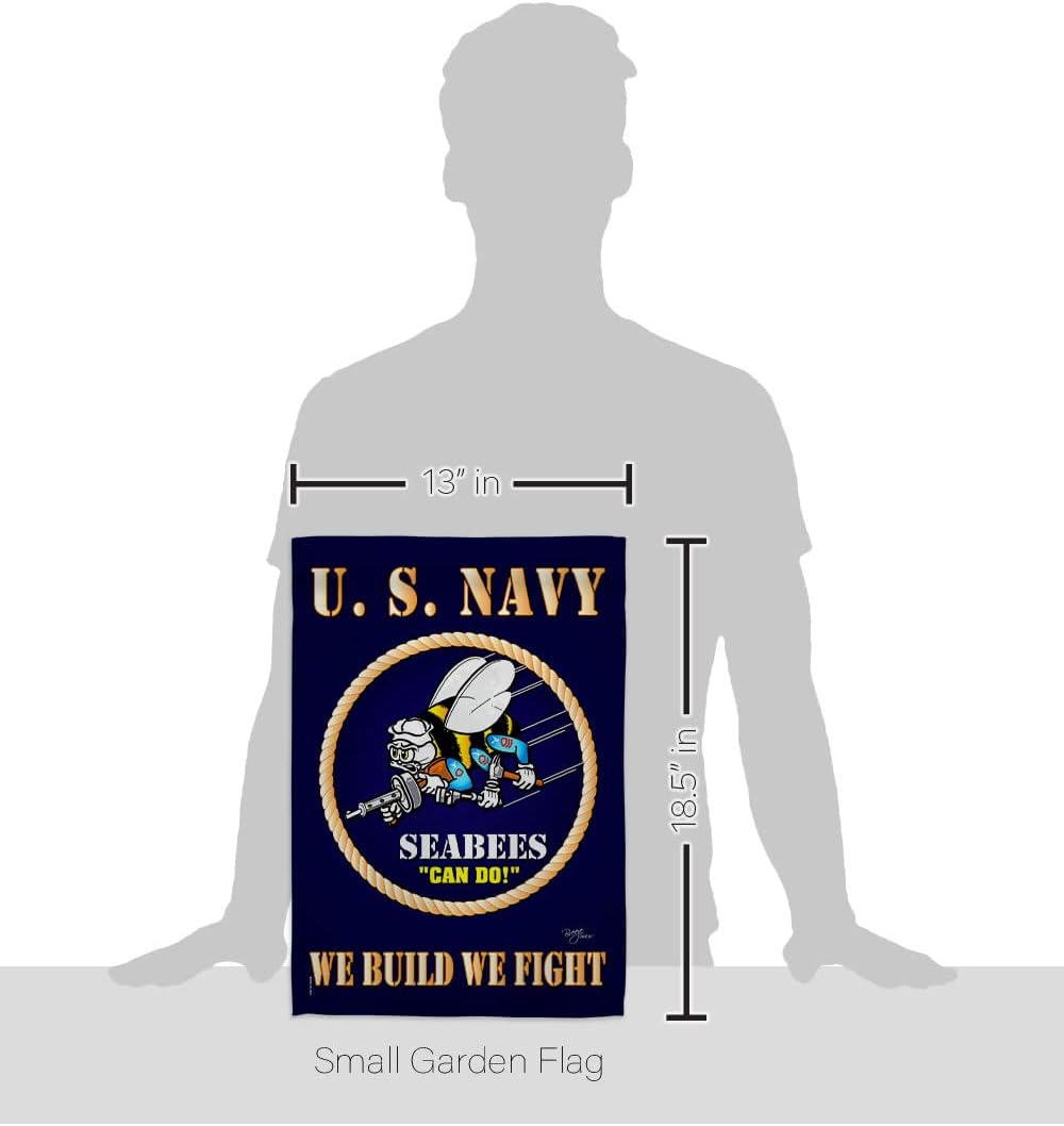 Sea Bees Garden Flag Home Decor Armed Forces United State American Decorations Military Memorabilia Remembrance Wall Tapestry Retire Outdoor Yard Banner Veteran Memorial Day Gifts Made in USA