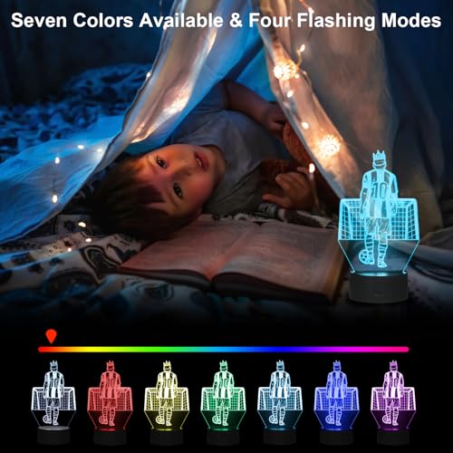 Luz noturna de jogador de futebol, lâmpada noturna LED 3D para meninos - Lâmpadas de quarto com tema