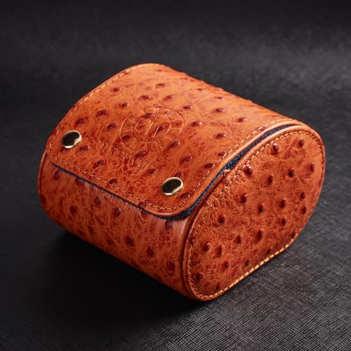 Image of Genuine Napa Leather Watch Roll Travel Case - Travel Watch Rolls and Leather Watch Display Cases with Velvet Interior - Watch Storage Organizer Men's By CALIBERWATCH (Cognac - Single)