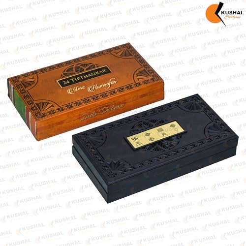 Image of 24K Gold Plated Religious Frame Photo Frame with Charan Paduka Return Gifts for Home Puja Office (24 Tirthankar)
