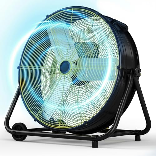 Manastin 30 Inch Industrial Drum Fan, 14000 CFM High Velocity Floor Fan, 3-Speed Heavy Duty Metal Shop Fan for Warehouse, Garage, Workshop - ETL Listed,550W