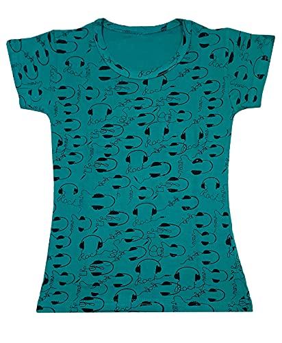 Image of indi weaves Girls Printed Cotton Half Sleeves Tshirts (Pack of 3)