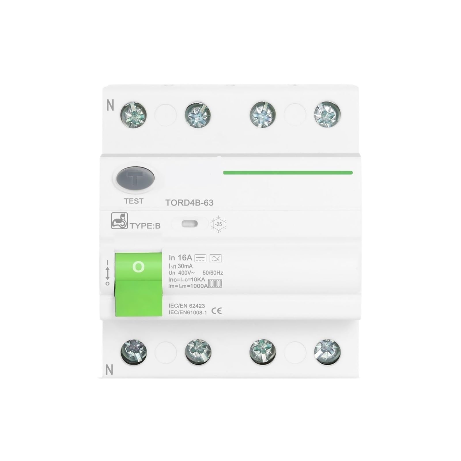Lhnbgtuiw 25V 1Pcs Rail-Type Leakage Circuit Breaker Dc Rccb Rcd 4P 63A 30Ma 300Ma Type B 10Ka(25V)
