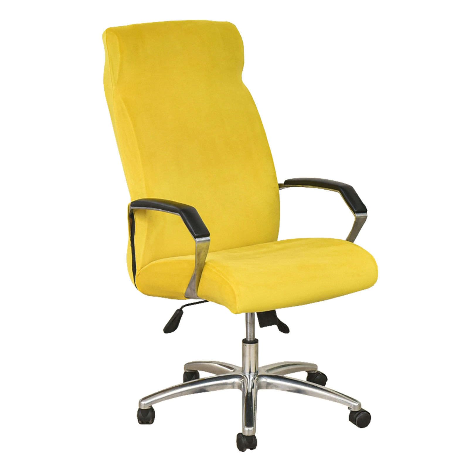 JHLD Office Chair Covers Velvet, Computer Office Chair Covers Stretch Rotating Chair Slipcovers With Zipper Soft Non Slip Desk Chair Covers For Computer Chair Office Chair-yellow-Large