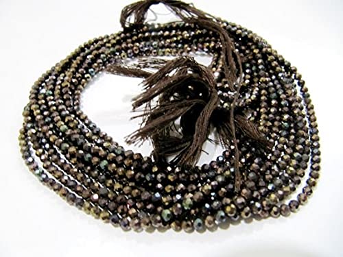 Spinel noir perles 3mm rondelle facette pierre naturelle marron mystique