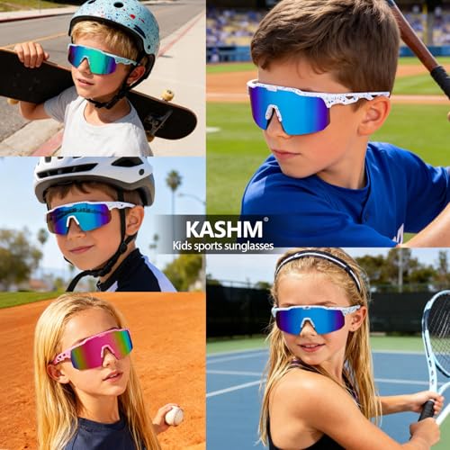 Image of Youth Baseball Sunglasses for Boys Girls Softball Cycling Sports Sunglasses Kids Lightweight UV Protection
