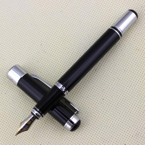 Gullor Luxury Hero Fountain Pen 1017 Black & Silver Advanced Iridium Nib Medium
