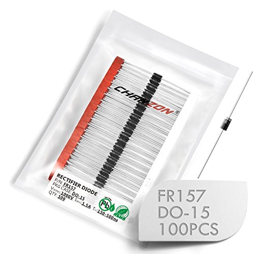 Confezione da 100 pezzi) Chanzon FR157 Diodo raddrizzatore Diodi Schottky a recupero rapido 1,5 A 1000 V 150-500 ns DO-15 (DO-204AC) Diodi elettronici assiali 1,5 Amp 1000 Volt