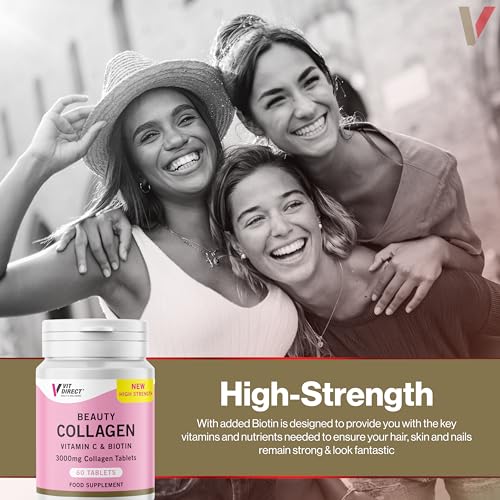 Vit Direct - Beauty Collagen Tablets (Plus Biotin) - 60 Tablets - Two Month Supply - Daily Supplement - for Healthy Hair, Skin & Nails - High Strength - Collagen Supplements for Women - Image 4