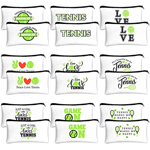 Kacctyen 18 Pcs Tennis Gifts for Women Tennis Accessories Pouch Bag with Zippers for Travel Player Team Birthday Gift
