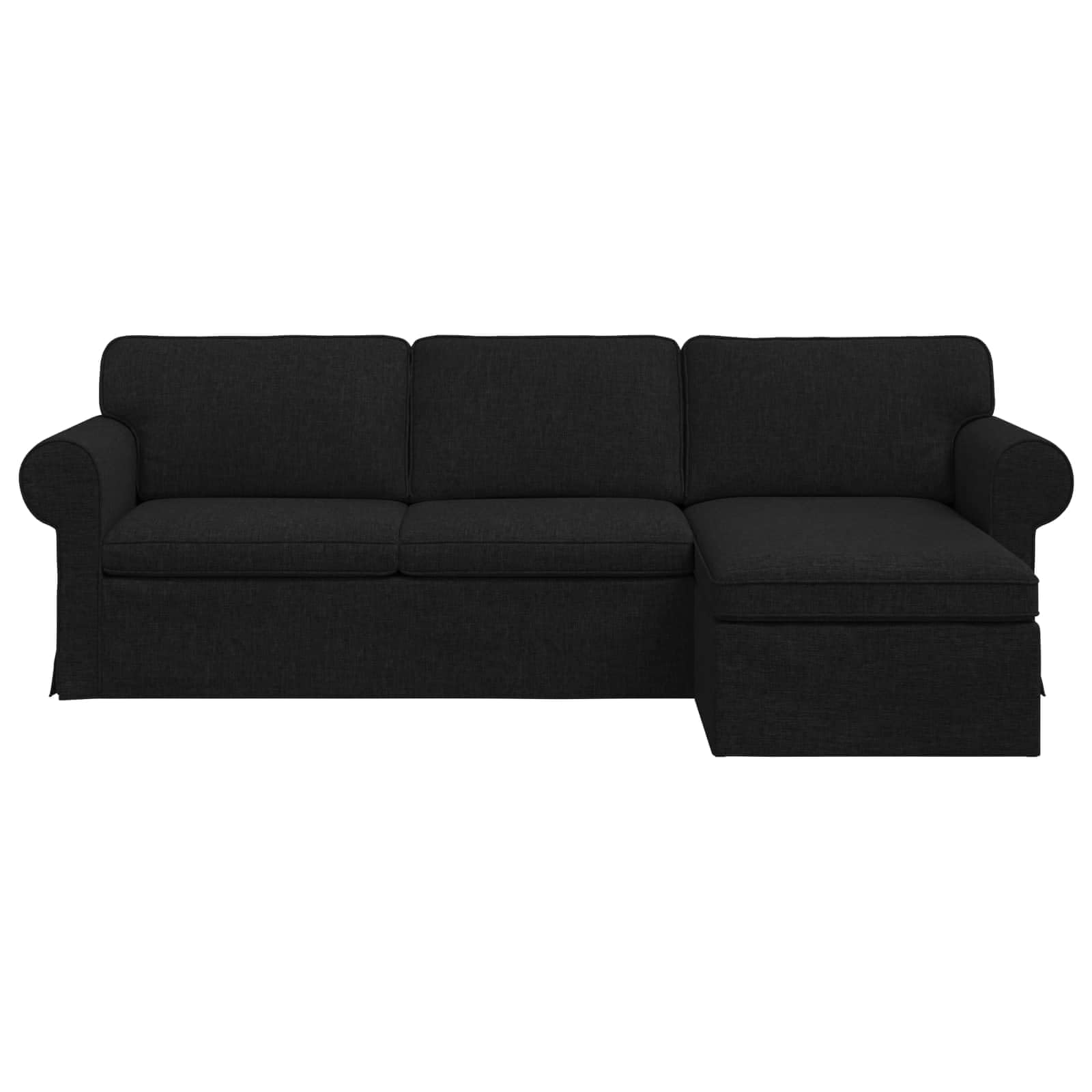 Nowoczesna sofa narożna, czarna, 245 x 138 cm, materiał z funkcją spania i funkcją relaksu, do salonu, sypialni, lounge, skandynawski design, trwała, wygodna, zdejmowana poszewka