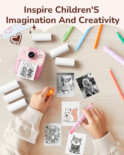 Image of White Photo Printer Refill Compatible with ESOXOFFORE & Liscuty P02 & Most Kids Cameras, Compatible with NADAIIN D20 D21 Phomemo Memoking T02 M02 Paper, 6Rolls(57MM*6M /Roll), BPS /BPA-Free, Not for K23