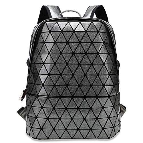 silver geometric backpack
