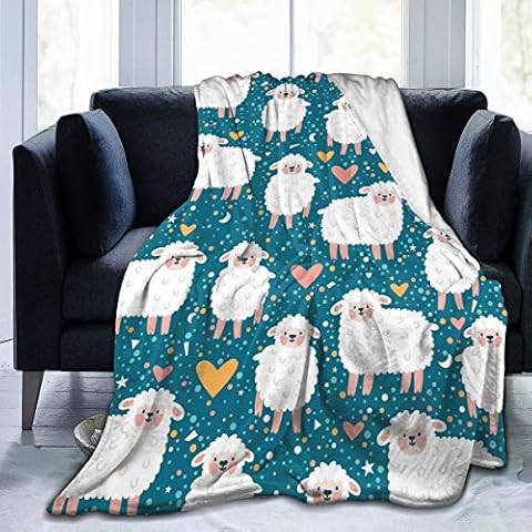 Abucaky Cute Sheep Fleece Throw Blanket Ultra Soft Cozy Decorative Flannel Blanket All Season for Home Couch Bed Chair Travel 60x50in Cover