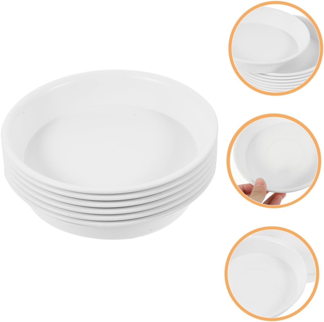 Mikikit 30pcs Plant Saucer Trays for Use Thick Round Plastic Plates for Flower Pots Catch Water Protect Diameter