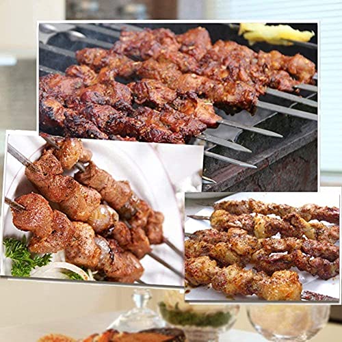 20 Piece Kebab Flat Metal Stainless Steel Skewers, Bbq Skewers, Reusable Bbq Skewers, Good For Sausage Chicken Vegetable Kebab - 14" (Stainless Steel) #TOP6