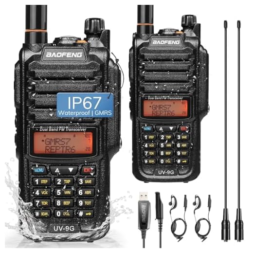 Baofeng UV-9G GMRS Radio (2 Pack), IP67 Waterproof Outdoors Two Way Radios, Long Range Rechargeable with Programming Cable and RA-MD2 Antennas, GMRS Repeater Capable, Support Chirp