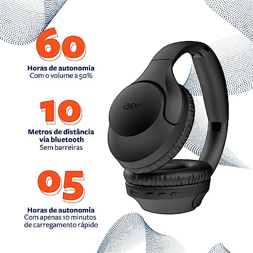 AER by Geonav Fone de Ouvido sem fio Bluetooth AerMood, Over-Ear Dobrável, autonomia* 60 horas, Equa