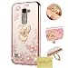 LG K10 Secret Garden TPU Case, Houshine Glitter Electroplate Bumper Bling Butterfly Soft TPU Silicone Flip Back Cover Case + Love Heart Ring Stand for LG K10, Rose Gold Bumper +Stand