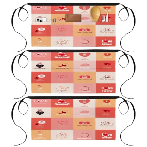 Tabliers courts multicolores 60x30.5cm dotés de 3 poches pour le ménage