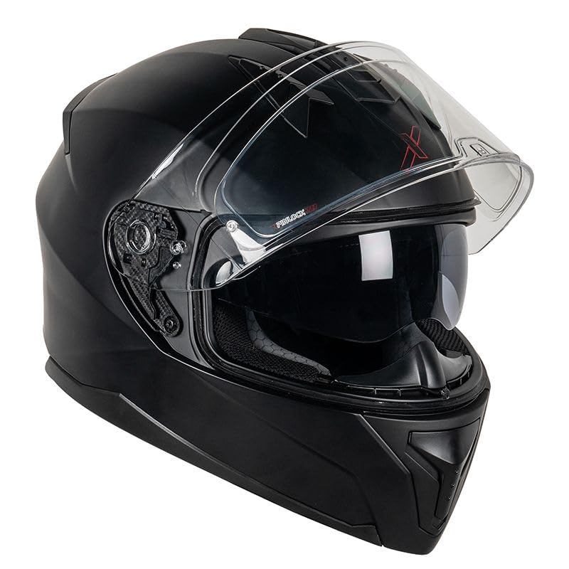 ELEVEN 22.06 Casque de moto intégral avec visière solaire | Homologué ECE 22.06 | Pinlock Inclus | Black Mat | Casque scooter