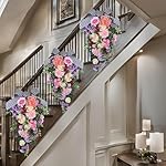 24-Inch Lighted Spring Peony Swag – Artificial Teardrop Wreath for Front Door, Porch, Wall, Window, Stair – Summer Peony Rose Decorative Swag for Home Decor - Image 4