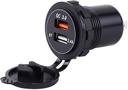 Aramox Impermeable doble USB 3.0 QC Cargador R?pido, DC 12V a 24V Coche USB Cargador de Coche Coche USB Cargador Doble USB Coche Cargador 5 Colores(Black) Aramox Impermeable doble USB 3.0 QC Cargador R?pido, DC 12V a 24V Coche USB Cargador de Coche Coche USB Cargador Doble USB Coche Cargador 5 Colores(Black)