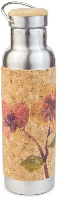 Yoloha Insulated Stainless Steel and Cork Water Bottle, 20 oz. (Blossom) - BPA-Free, Lead-Free - Non-Slip, Sustainable, Soft, Durable, Premium, Handmade, Moisture Resistant