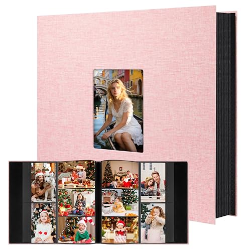 Aevdor Large Capacity 4x6 Photo Album, 1000 Photos, Linen Cover, Pink