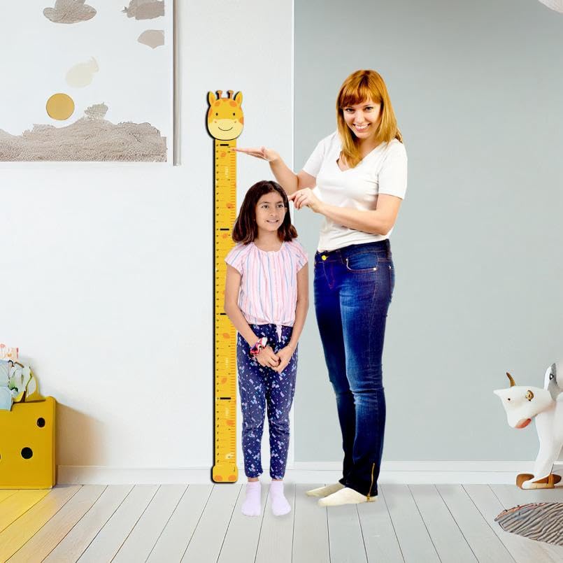 The Funny Mind Wooden Height Measuring Scale for Kids – Yellow Growth Chart Wall Hanging, 152 cm (5 Feet) Height Measurement Chart for Kids & Teenagers Room or School Decor