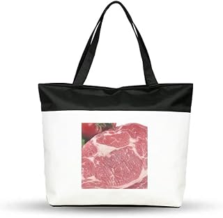 Red Steak Raw Meat Food Texture Cotton Canvas Tote Bag Grocery Shopping
