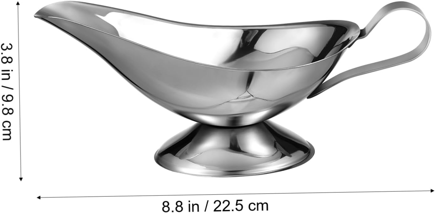 2 Pcs Gravy Boats with Spout Stainless Steel 10 Ounce