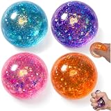 PICKSMOCUB 4PCS Aurora Glitzer Fidget Bälle Langsam Rückfedernde Stressbälle Weiche Sensorik Fidget Spielzeug zur Stressbewältigung für Kinder Erwachsene ADHS Autismus Büro Schule