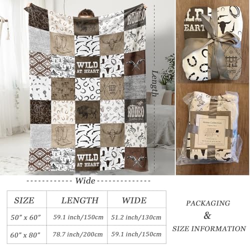 Western Cowboy Throw Blanket Wrangler Country Bed Blanket for Dad Wild West Blankets Soft Cozy Fluffy Flannel Throw Blanket for Couch 50”x60” - Image 5