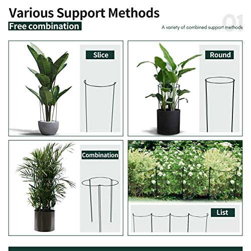 12 Pack 24 Inch Plant Support Stakes, Large Peonies And Lilies Support Cage, Wire Plant Supports For Outdoor Plants, Tomato, Hydrangea, Rose, Flowers Vine With Plant Ties #TOP1