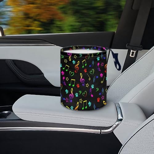 Image of Colorful Music Notes Cute Car Trash Can Seat for Car Front Seat, Back Seat, Floor, Headrest, Rubbish Bin Car Accessories Interior Universal