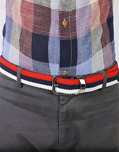 Casual Stretch Braided Web Belts for Mens Women,Alloy Buckle Woven Elastic Belt Width 1.37" / Fit Waist 24"-35"4