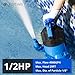 FOTING Sump Pump, 1/2HP 4900GPH High Flow Clean&Dirty Submersible Water Pump, Thermoplastic Electric Portable Utility Pump for Pool Draining Hot Tub Garden Basement