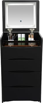 3 in 1 Vanity Desk with Flip Top Mirror,Small Vanity Desk Set,Makeup Vanities Set with 3 Drawers & Hidden Storage,Makeup Vanity Table with Padded Stool for Bedroom Black